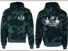 Fuck UEFA Dirty Bastards  hrubá maskáčová mikina na zips s kapucou vzor Nightcamo-Nočný maskáč "Splinter" 